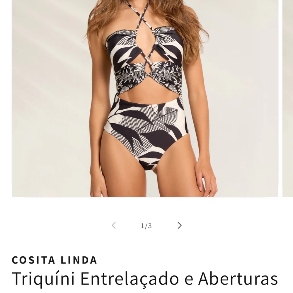 Cosita Linda Black and White Cut Out One Piece Swimsuit NWT